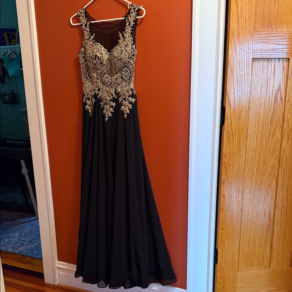 Dancing Queen Black and Gold Prom Dress